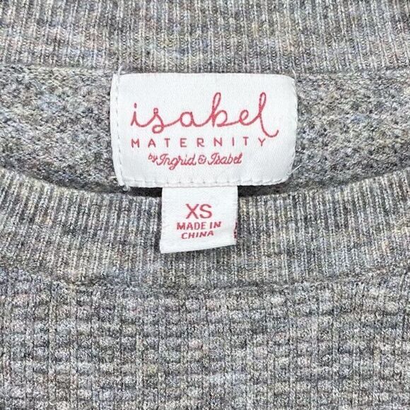 ISABEL MATERNITY Sweater Womens XS Waffle-Knit Pullover Bell Sleeve Bows Stretch - Picture 9 of 10